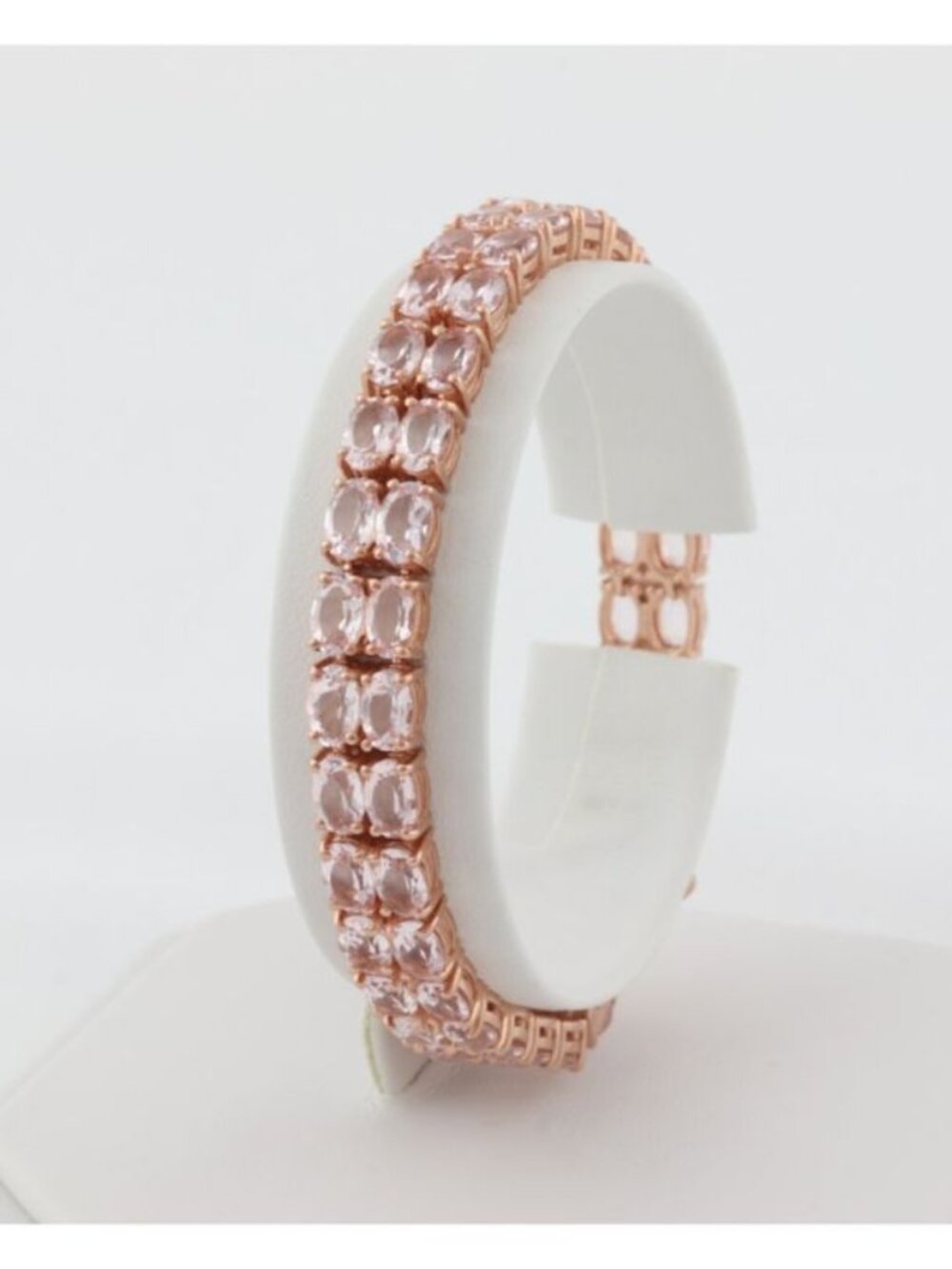18k Rose Gold Over Sterling Silver 23 Carat Morganite Tennis Bracelet 7 1/4" in